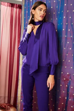 Elie Tahari Tops & Sweaters-Blouson Satin Tie Shirt