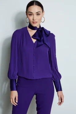 Elie Tahari Tops & Sweaters-Blouson Satin Tie Shirt