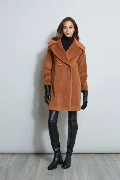 Elie Tahari Coats-Brushed Double Breasted Coat