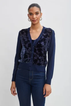 Elie Tahari Tops & Sweaters-Burnout Velvet Cardigan