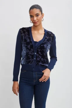 Elie Tahari Tops & Sweaters-Burnout Velvet Cardigan