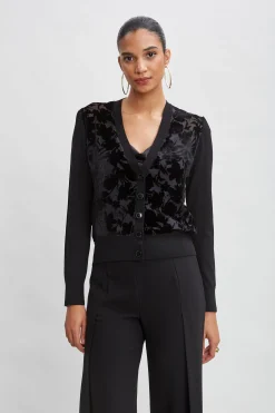 Elie Tahari Tops & Sweaters-Burnout Velvet Cardigan