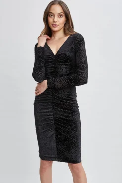 Elie Tahari Dresses & Jumpsuits-Burnout Velvet Ruched Dress