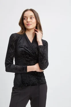 Elie Tahari Tops & Sweaters-Burnout Velvet Ruched Knit