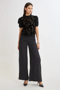 Elie Tahari Tops & Sweaters-Burnout Velvet Short Sleeve Sweater