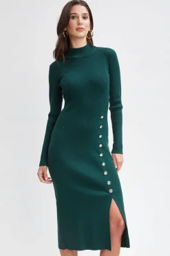 Elie Tahari Dresses & Jumpsuits|Long Sleeve Dresses-Button Sweater Dress