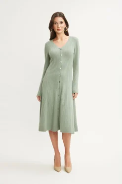 Elie Tahari Dresses & Jumpsuits|Long Sleeve Dresses-Cashmere Fit & Flare Dress
