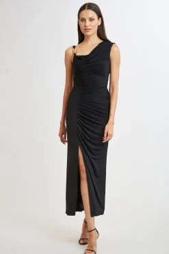 Elie Tahari Dresses & Jumpsuits|Sleeveless Dresses-Chain Detail Asymmetric Matte Jersey Dress
