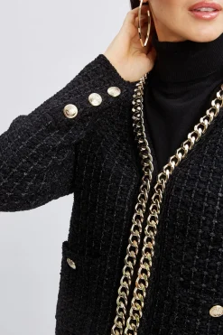 Elie Tahari Tops & Sweaters|Suiting-Chain Trim Metallic Cardigan