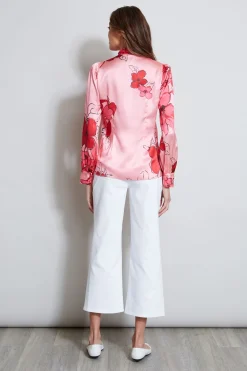 Elie Tahari Tops & Sweaters-Chelsea Floral Tie Neck Shirt