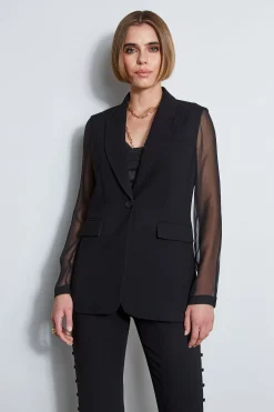 Elie Tahari Jackets & Blazers|Suiting-Chiffon Combo Crepe Blazer