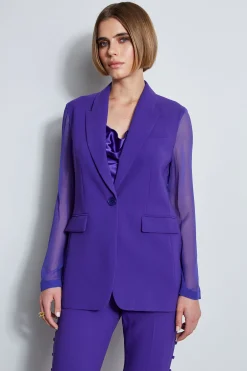 Elie Tahari Jackets & Blazers|Suiting-Chiffon Combo Crepe Blazer
