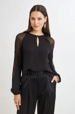 Elie Tahari Tops & Sweaters-Chiffon Combo Georgette Shirt