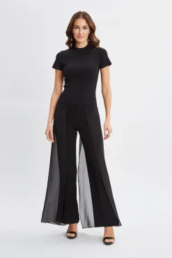 Elie Tahari Bottoms-Chiffon Panel Pant