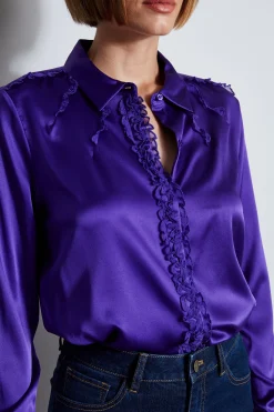 Elie Tahari Tops & Sweaters-Chiffon Ruffle Silk Satin Shirt