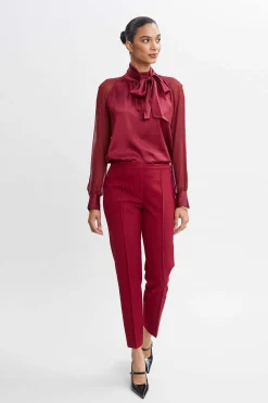 Elie Tahari Tops & Sweaters|Suiting-Chiffon Sleeve Silk Satin Tie Shirt