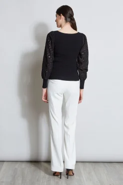Elie Tahari Tops & Sweaters-Contour Neck Lace Sleeve Sweater