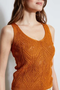 Elie Tahari Tops & Sweaters-Cotton Crochet V-Neck Sweater