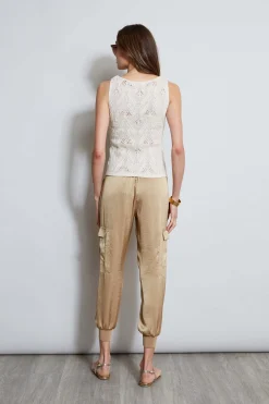 Elie Tahari Tops & Sweaters-Cotton Crochet V-Neck Sweater