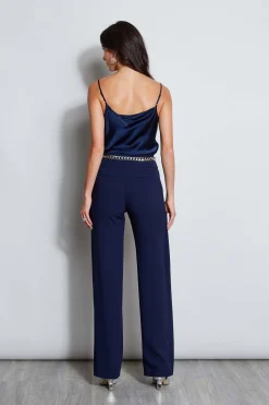 Elie Tahari Bottoms|Suiting-Crepe Overlay Slit Pant
