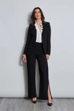 Elie Tahari Bottoms|Suiting-Crepe Overlay Slit Pant