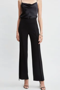 Elie Tahari Bottoms|Suiting-Crepe Overlay Slit Pant