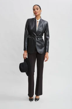 Elie Tahari Bottoms|Suiting-Crepe Seam Slit Flare Pant