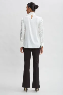 Elie Tahari Bottoms|Suiting-Crepe Seam Slit Flare Pant