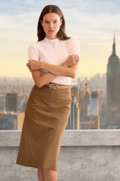 Elie Tahari Bottoms|Suiting-Croco Embossed Vegan Leather Midi Skirt