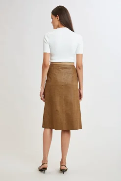 Elie Tahari Bottoms|Suiting-Croco Embossed Vegan Leather Midi Skirt