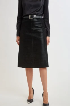 Elie Tahari Bottoms|Suiting-Croco Embossed Vegan Leather Midi Skirt