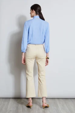Elie Tahari Bottoms-Cropped Denim Canvas Slit Pant