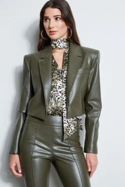 Elie Tahari Jackets & Blazers-Cropped Vegan Leather Jacket