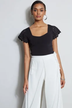Elie Tahari Tops & Sweaters-Cut Out Flutter Sleeve Sweater