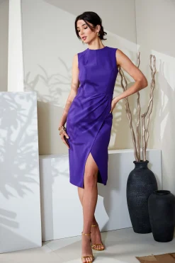 Elie Tahari Dresses & Jumpsuits|Sleeveless Dresses-Dart Neck Faux Wrap Dress