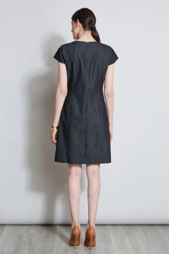 Elie Tahari Dresses & Jumpsuits|Short Sleeve Dresses-Denim Fit & Flare Zip Dress