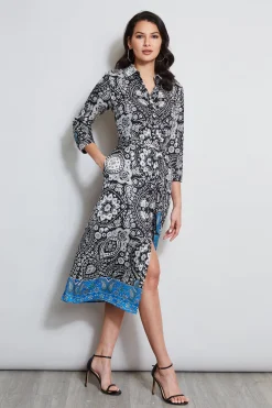 Elie Tahari Dresses & Jumpsuits|Midi Dresses-Eclipse Scarf Print Shirt Dress