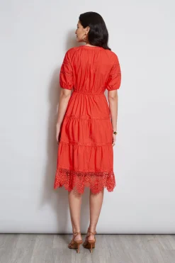 Elie Tahari Dresses & Jumpsuits|Short Sleeve Dresses-Embroidered Short Sleeve Dress