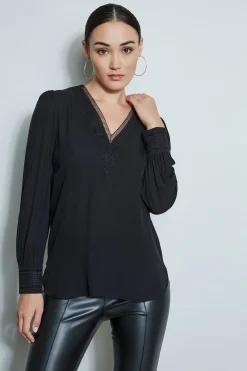 Elie Tahari Tops & Sweaters-Embroidered Silk Shirt