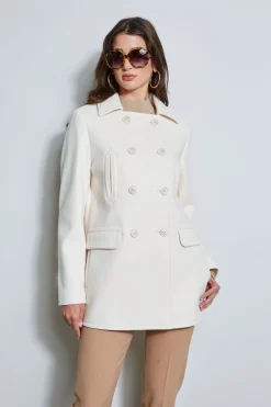 Elie Tahari Coats-Faux Fur Collar Peacoat