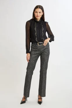 Elie Tahari Bottoms|Suiting-Fit & Flare Metallic Tweed Pant