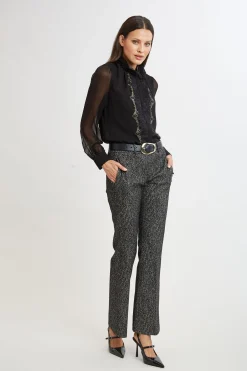 Elie Tahari Bottoms|Suiting-Fit & Flare Metallic Tweed Pant