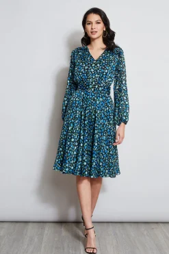 Elie Tahari Dresses & Jumpsuits|Long Sleeve Dresses-Floral Long Sleeve Belted Dress
