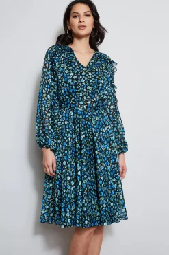 Elie Tahari Dresses & Jumpsuits|Long Sleeve Dresses-Floral Long Sleeve Belted Dress