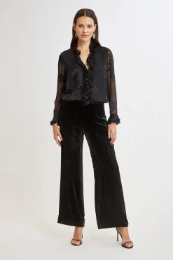 Elie Tahari Tops & Sweaters-Floral Satin Burnout Blouson Shirt