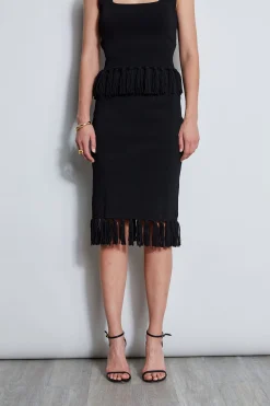 Elie Tahari Bottoms-Fringe Hem Knit Skirt