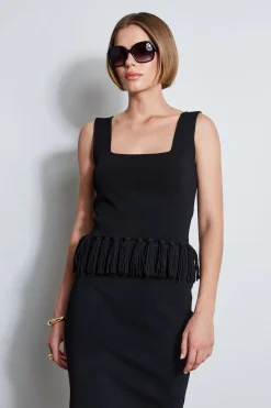 Elie Tahari Tops & Sweaters-Fringe Hem Knit Top