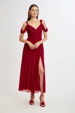 Elie Tahari Dresses & Jumpsuits|Maxi Dresses-Georgette Cold Shoulder Gown