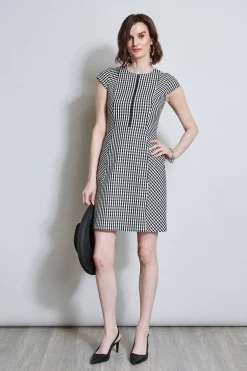 Elie Tahari Dresses & Jumpsuits|Short Sleeve Dresses-Gingham Fit & Flare Dress