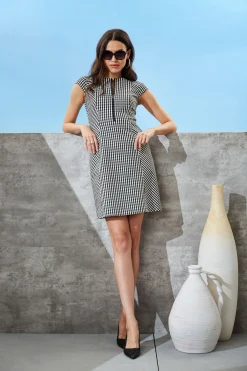 Elie Tahari Dresses & Jumpsuits|Short Sleeve Dresses-Gingham Fit & Flare Dress